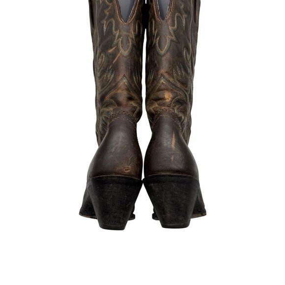 Laredo Access Distressed Brown Leather Snip Toe Western Boho Boots Women's 8.5M - Picture 11 of 13
